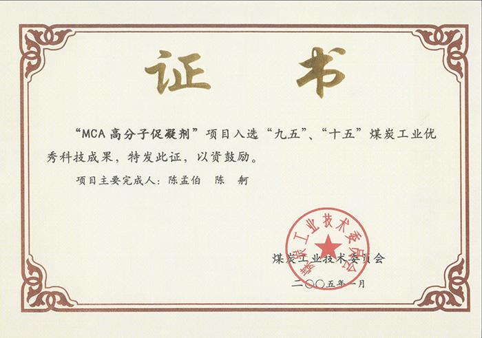 2005年1月MCA高分子促凝劑獲“九五、十五”科技成果獎.jpg